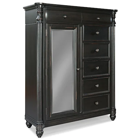 Door Chest with Mirror and 7 Drawers